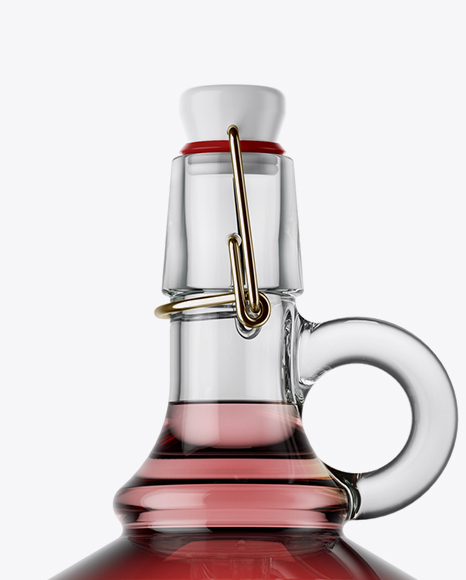 3L Clear Glass Pink Liquor Bottle With Handle & Clamp Lid Mockup - Free