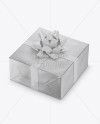 Matte Metallic Gift Box with Glossy Bow Mockup