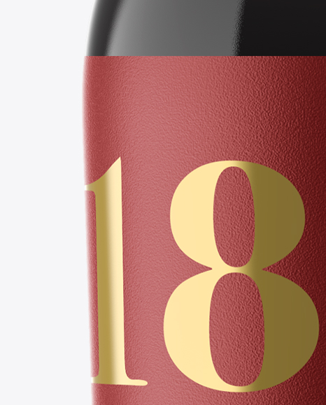 Clear Glass Bottle With Red Wine Mockup