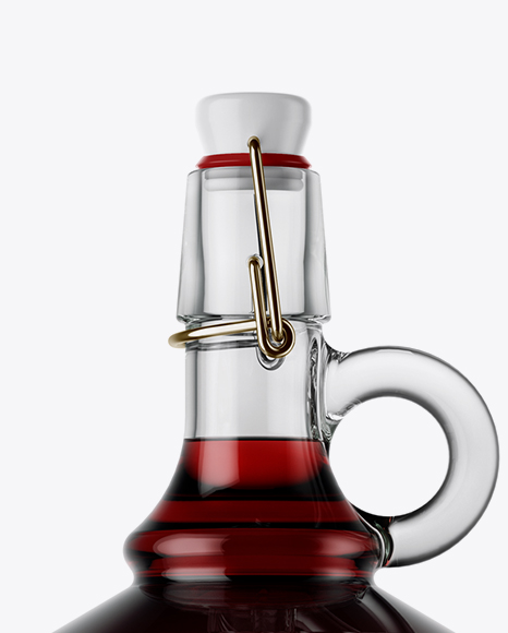 3L Clear Glass Red Wine Bottle With Handle &amp; Clamp Lid Mockup