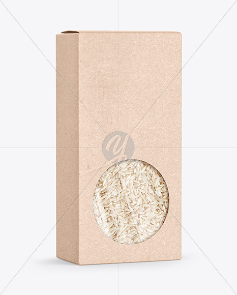 Kraft Paper Box with Rice Mockup