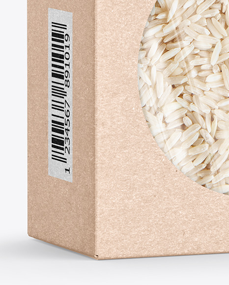 Kraft Paper Box with Rice Mockup