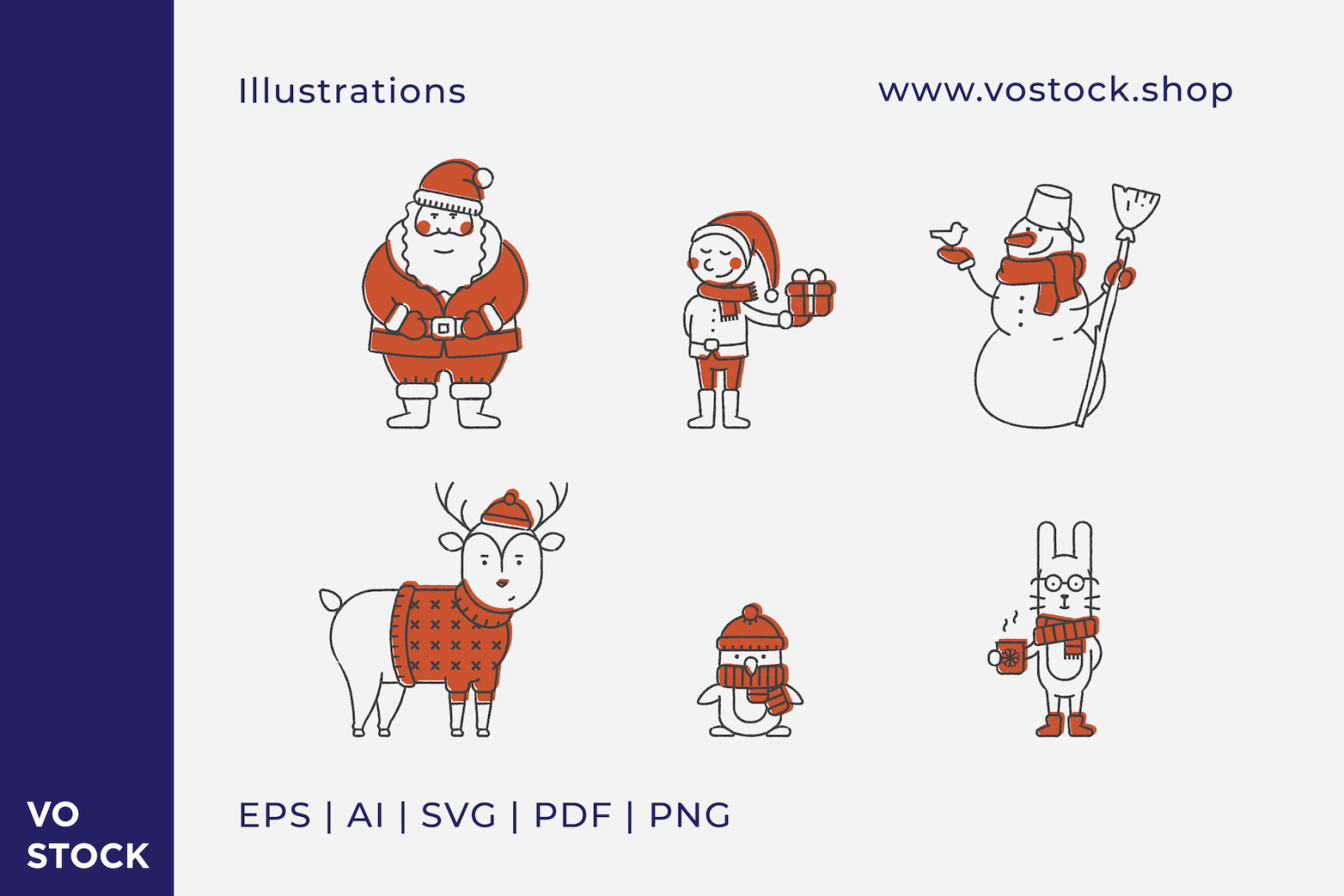Christmas Characters Vector Illustrations Christmas Characters Vector Illustrations