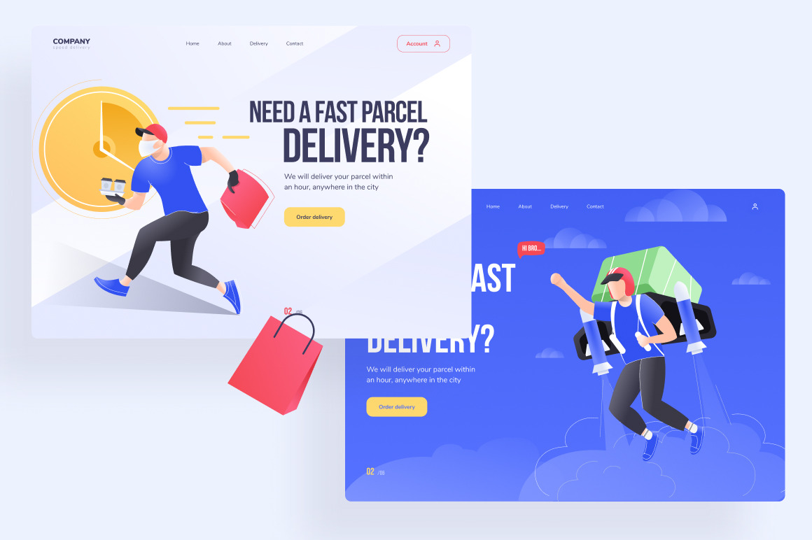 Delivery Illustration Pack / Web &amp; Mobile - UI Kit