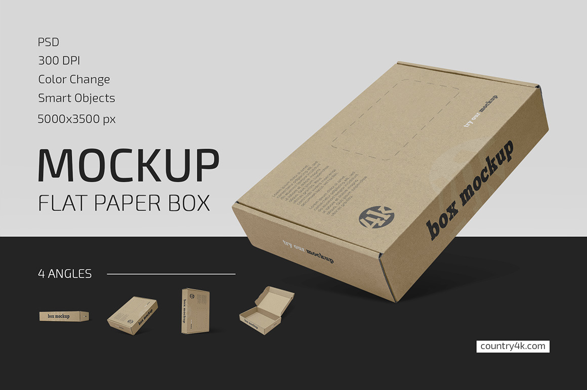 Flat Paper Box Mockup Set