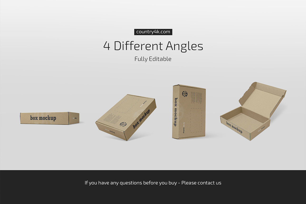 Flat Paper Box Mockup Set