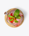 Strawberry Cocktail w/ Coaster Mockup