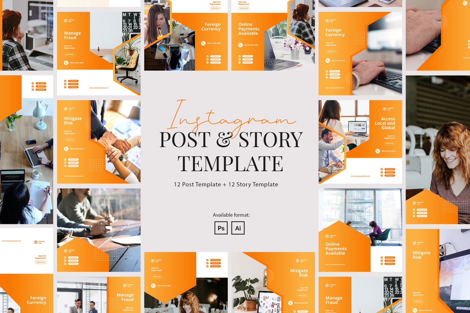 Elegant Company Instagram Post and Story Template