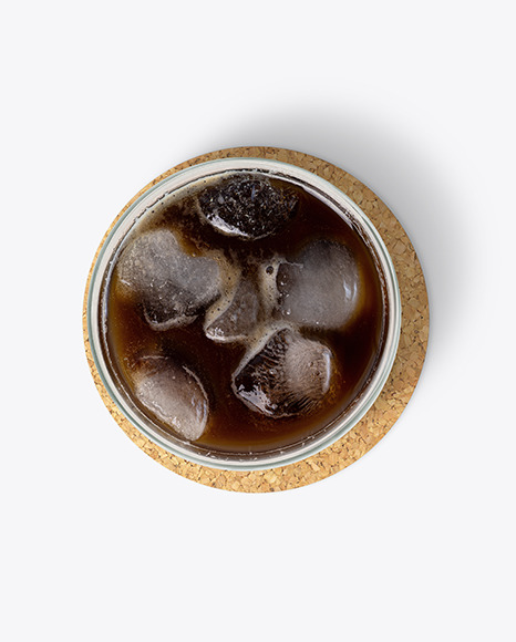 Cold Coffee with Ice w/ Coaster Mockup