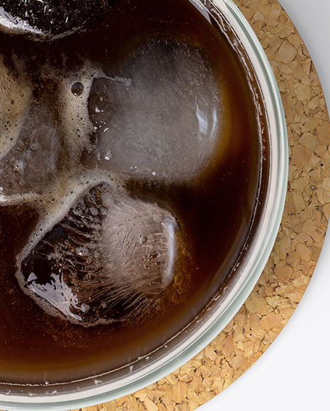 Cold Coffee with Ice w/ Coaster Mockup