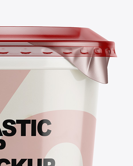 Plastic Cup with Yogurt and Cherries Jam Mockup