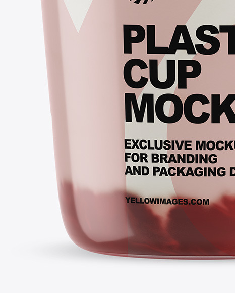 Plastic Cup with Yogurt and Cherries Jam Mockup