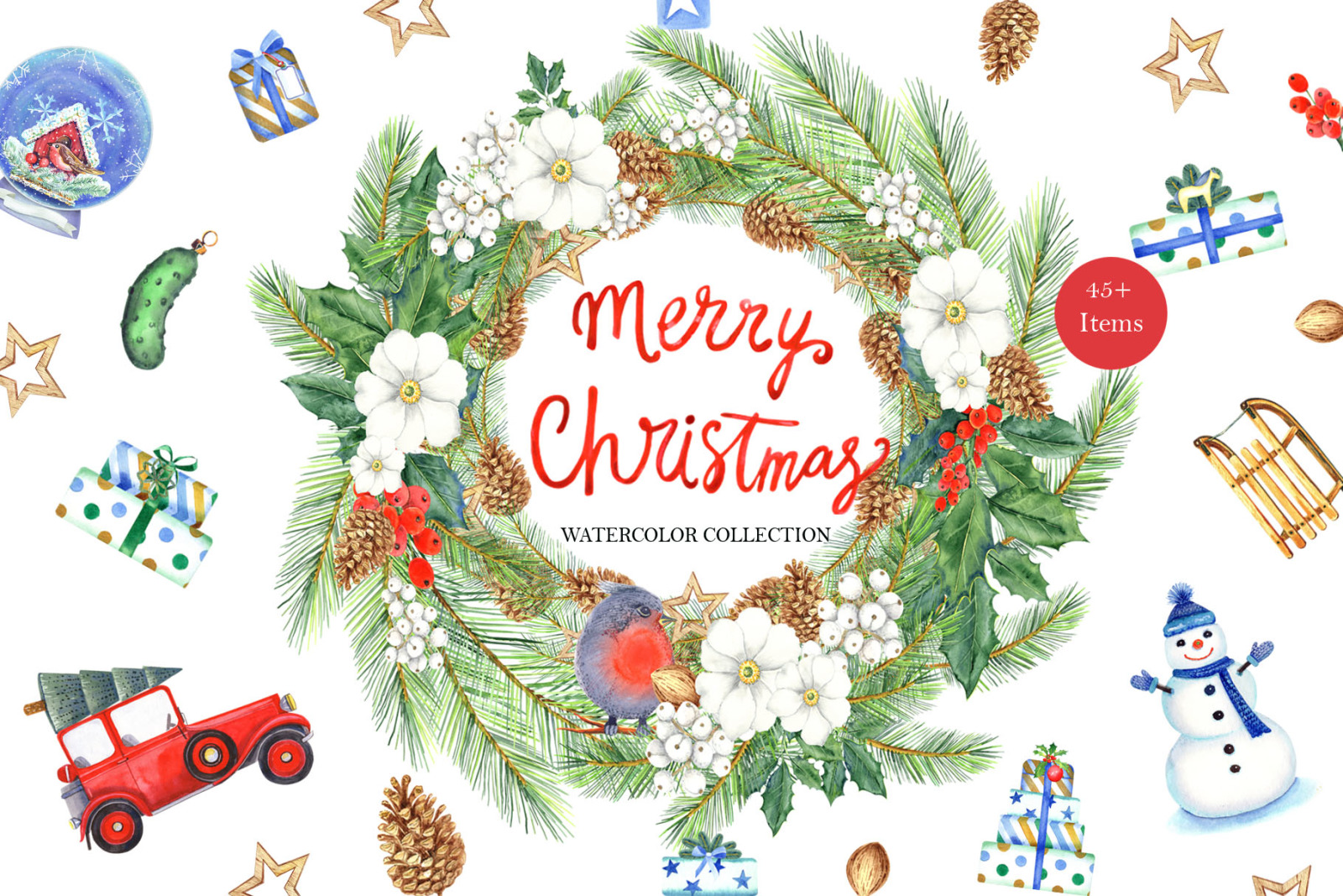 Merry Christmas watercolor collection Merry Christmas watercolor collection