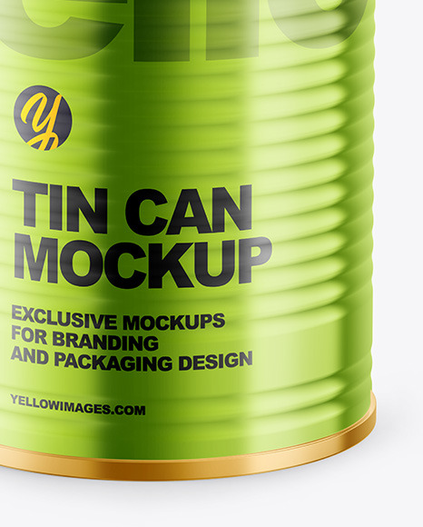 Glossy Metallic Tin Can Mockup