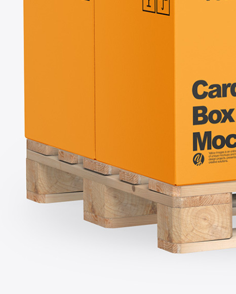 Wooden Pallet With Cardboard Boxes Mockup