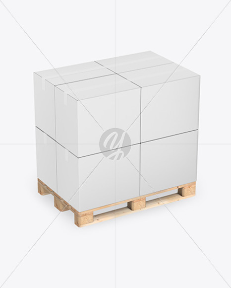 Wooden Pallet With Cardboard Boxes Mockup