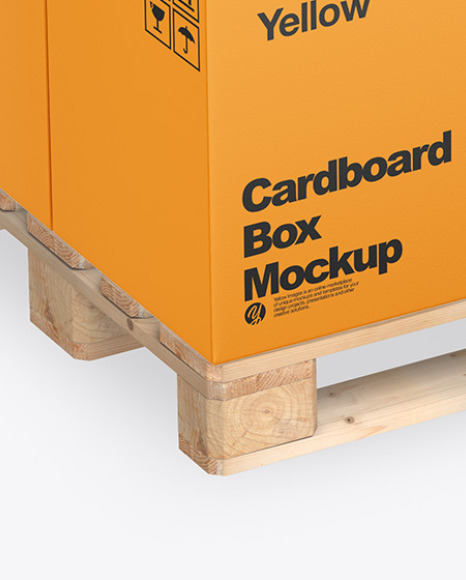 Wooden Pallet With Cardboard Boxes Mockup