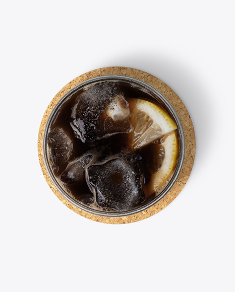 Cold Brew Coffee w/ Lemon w/ Coaster Mockup