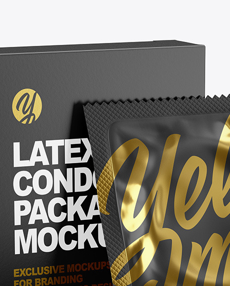 Matte Condom Packaging Mockup