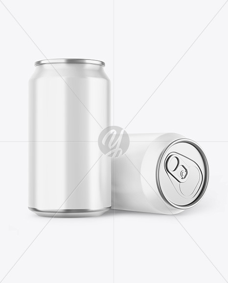 Two Metallic Drink Cans w/ Glossy Finish Mockup