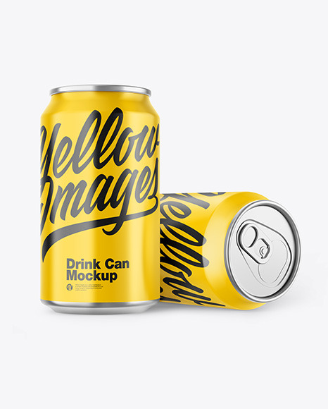 Two Metallic Drink Cans w/ Glossy Finish Mockup