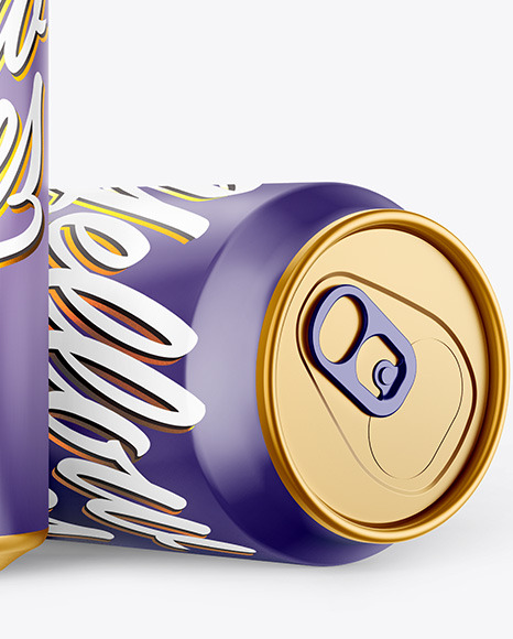 Two Metallic Drink Cans w/ Glossy Finish Mockup