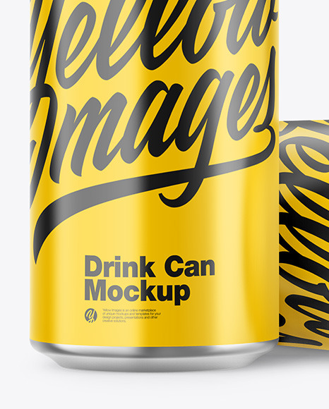 Two Metallic Drink Cans w/ Glossy Finish Mockup