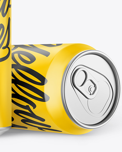 Two Metallic Drink Cans w/ Glossy Finish Mockup