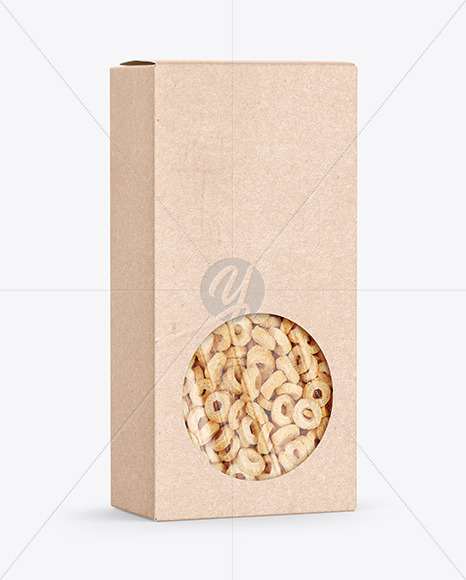 Kraft Paper Box with Breakfast Cereal Mockup