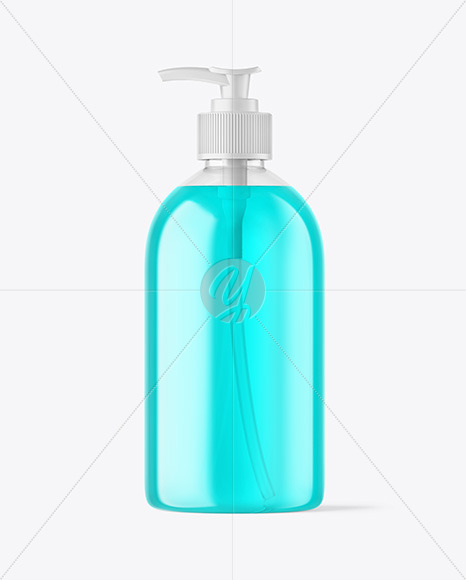 Color Liquid Cosmetic Bottle with Pump Mockup