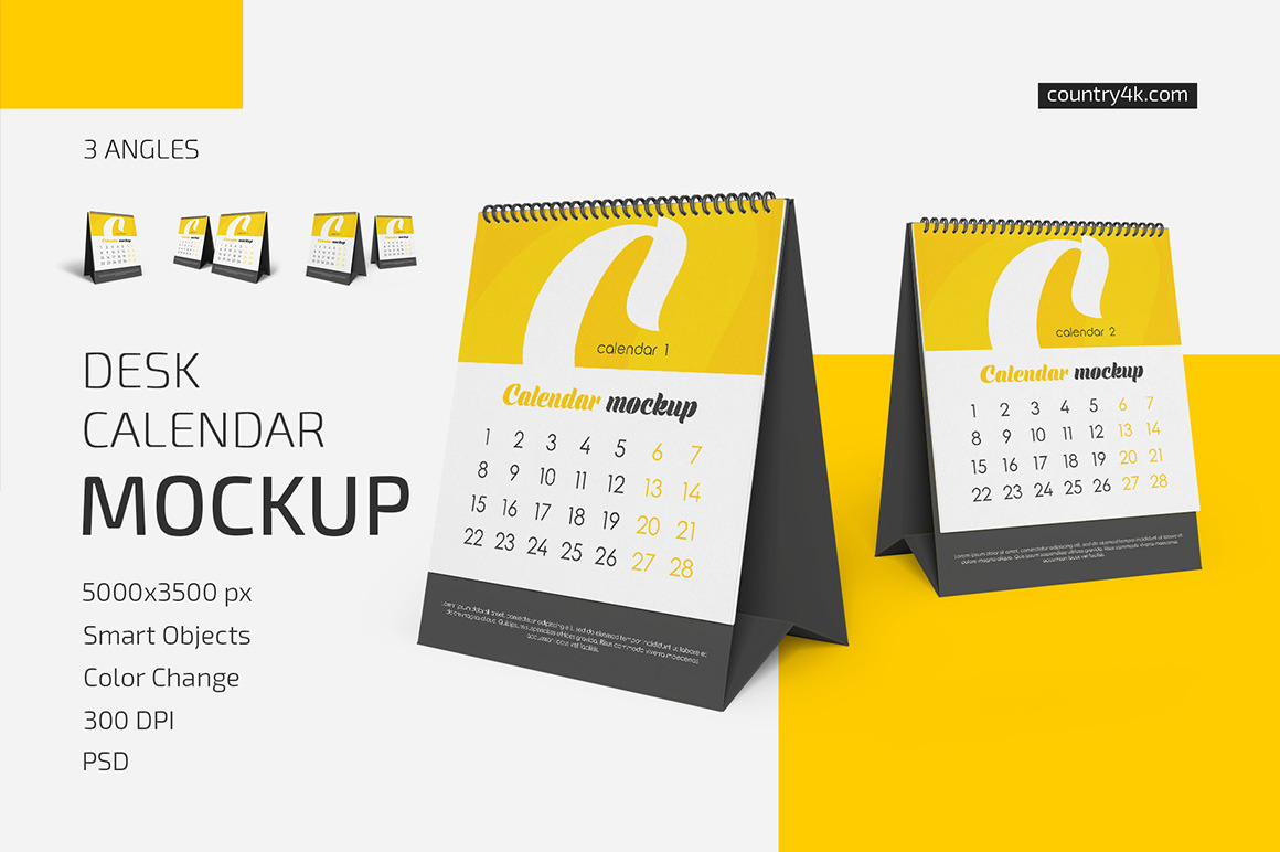 Desk Calendar v05 Mockup Set Desk Calendar v05 Mockup Set