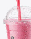 Strawberry Smoothie Cup with Straw Mockup