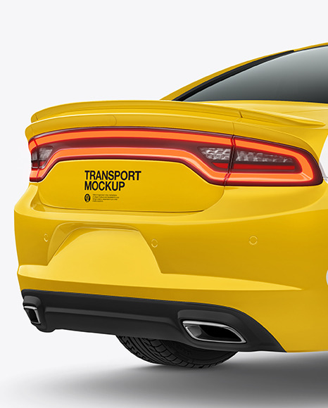 Muscle Car Mockup - Back Half Side View