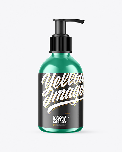 Metallic Cosmetic Bottle with Pump Mockup - Download+Metallic+Shower+Gel+Bottle+Mockup+PSD