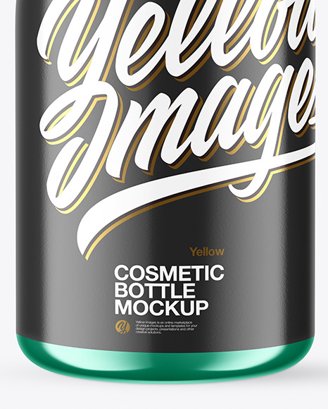 Metallic Cosmetic Bottle with Pump Mockup