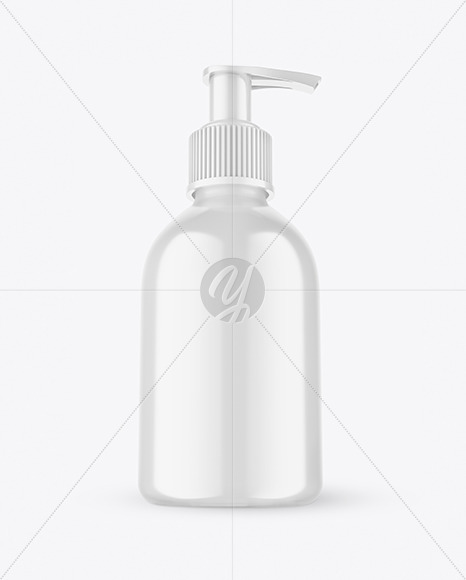 Glossy Cosmetic Bottle with Pump Mockup