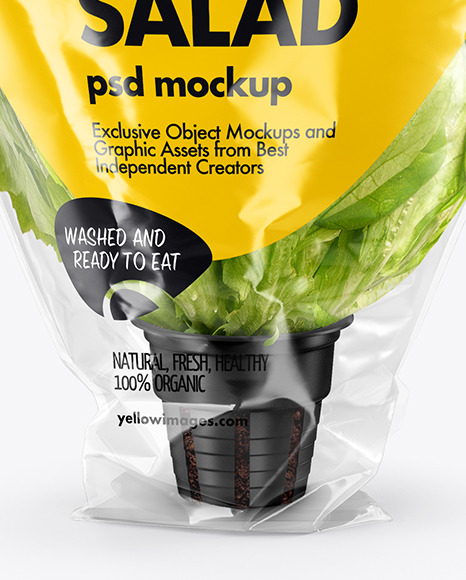 Plastic Bag With Salad Mockup