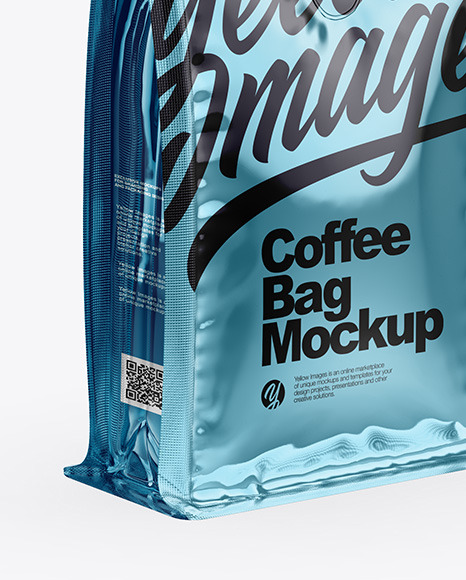 Metallic Coffee Bag With Valve - Half Side View