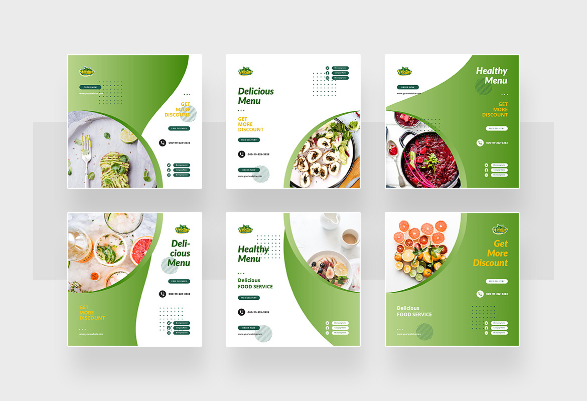 Healthy Food Instagram Post and Story Template on Yellow Images ...