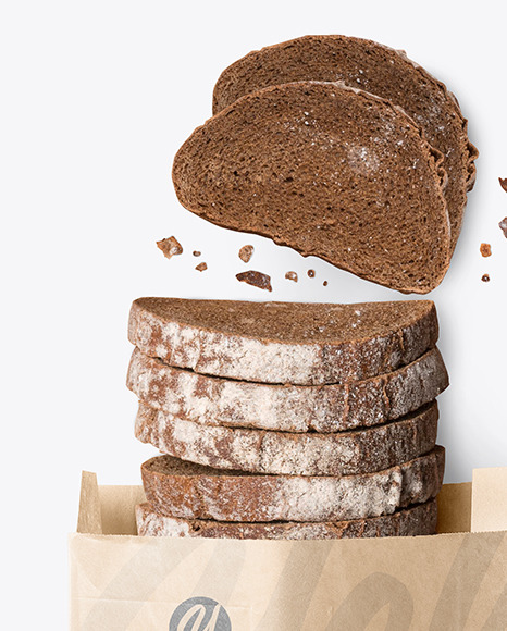 Kraft Bag with Brown Bread Mockup