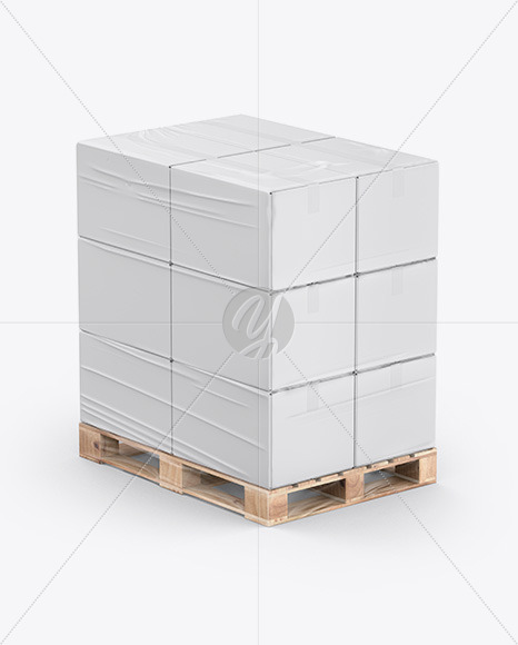 Pallet W/ 12 Paper Boxes Mockup