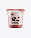 Plastic Cup with Yogurt and Raspberry Jam Mockup