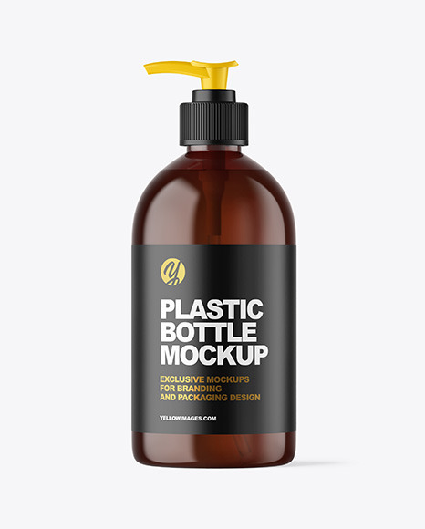 Amber Cosmetic Bottle with Pump Mockup - Matt+bottle+with+pump+mockup+/+500+ml+-+Smarty+Mockups