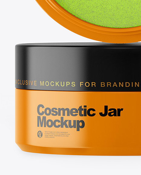 Glossy Cosmetic Jar with Patches Mockup