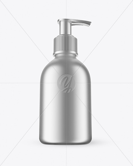 Matte Metallic Cosmetic Bottle with Pump Mockup