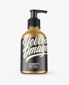 Matte Metallic Cosmetic Bottle with Pump Mockup