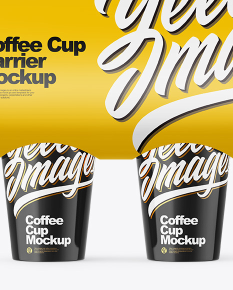 Glossy Coffee Cup Carrier Mockup