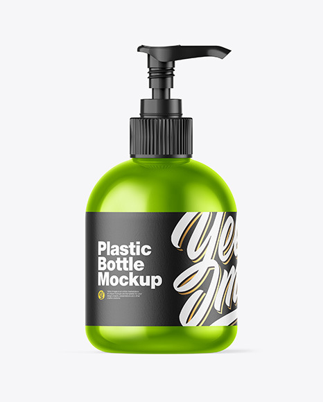 Metallic Sanitizer Bottle w/ Open Pump Mockup