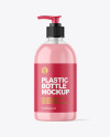 Clear Liquid Soap Bottle with Pump Mockup