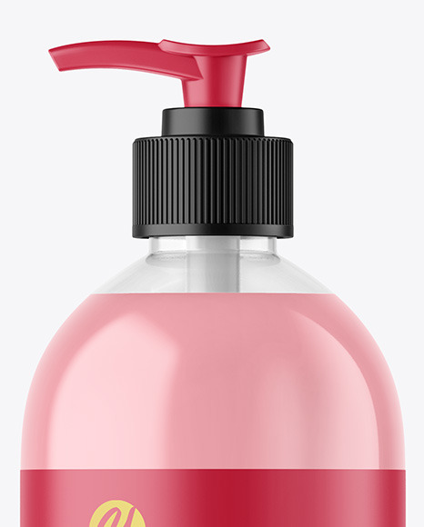 Clear Liquid Soap Bottle with Pump Mockup